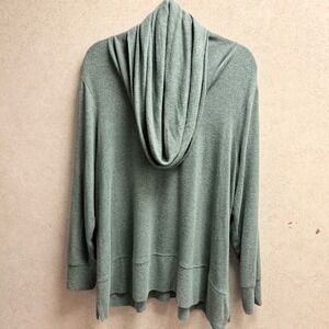 Cupio Women's Plus 1X Cowl Neck Long Sleeve Soft Tunic Heathered Green Sweater‎